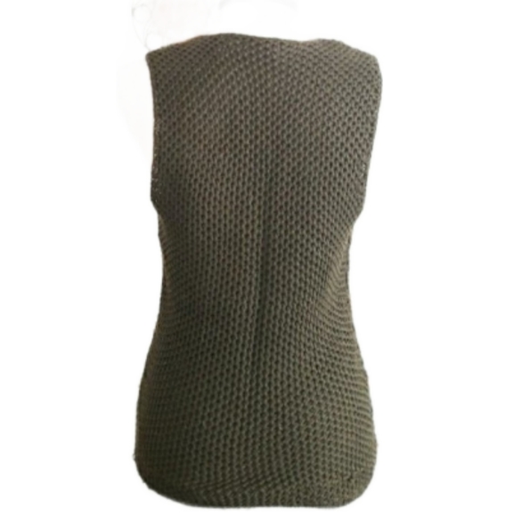 Liz Claiborne Green Knit Sweater Vest with Wooden Beads Size Large - Picture 2 of 10